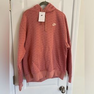 NIKE NSW Club Pullover Hoodie Red Stardust . men’s size LARGE.NEW with tags .